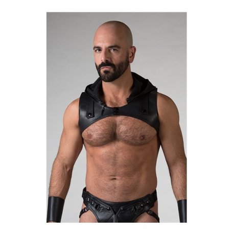 Leather Sleeveless Crop Hoodie