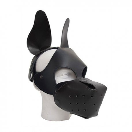 Leather Shaggy Dog Hood Black  