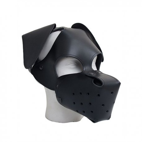 Leather Floppy Dog Hood Black Black